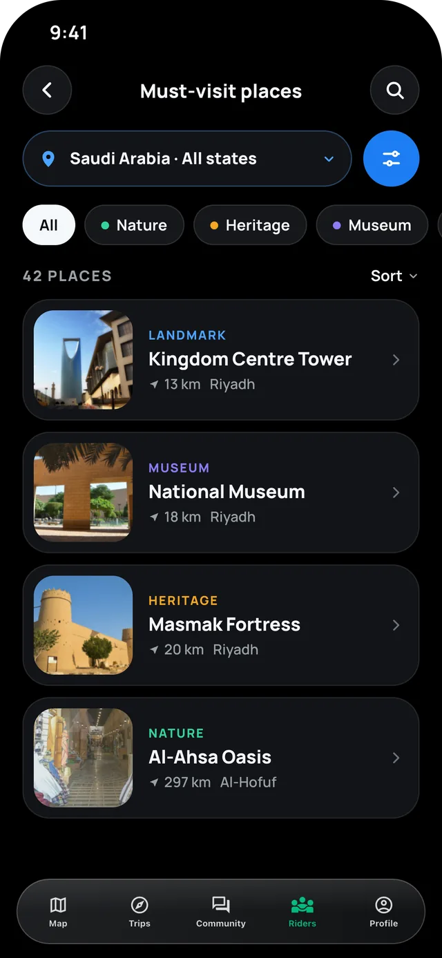 WaTrips app screen