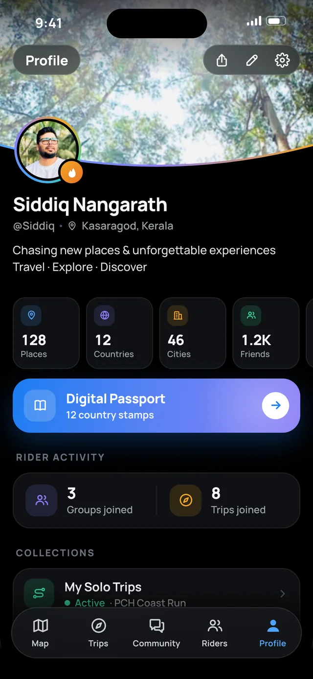 WaTrips app screen